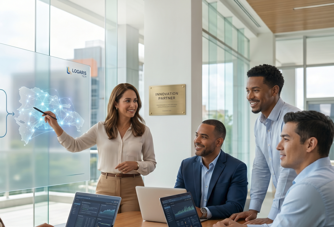 Equipo de Logaris Tech trabajando en soluciones innovadoras